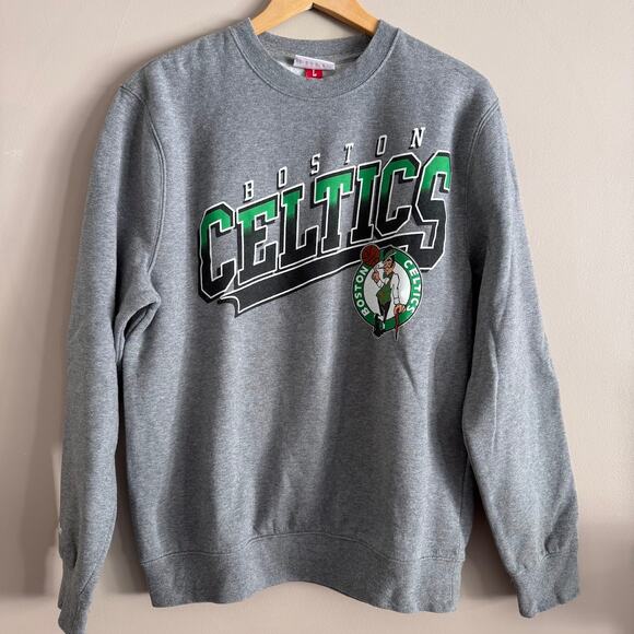 Mitchell & Ness Gray Boston Celtics Vintage Style Crew Neck Sweatshirt Unisex L - Picture 1 of 6